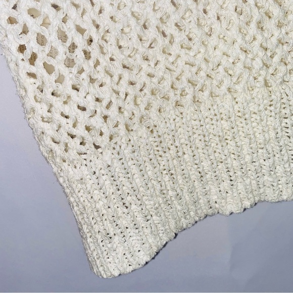 Amanda Green White Open Knit Boho Sweater M - Picture 4 of 5